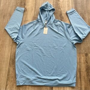 NWT Peter Millar Men’s XL Evening Tide Crown Sport Blue Striped Hoodie Golf
